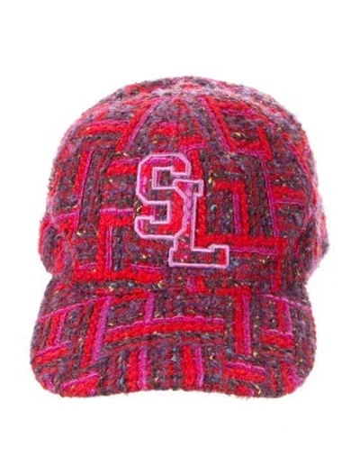 Pre-owned Saint Laurent Sl Logo Baseball Cap In Red