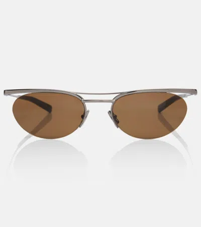 Saint Laurent Stylish Sunglasses With Metal Temples For Women In Brown
