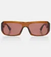 Saint Laurent Sl Logo Rectangular Sunglasses In Brown