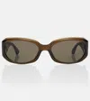 Saint Laurent Sl Logo Rectangular Sunglasses In Brown