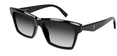 Pre-owned Saint Laurent Sl M104 001 Black/gray Gradient Rectangle Unisex Sunglasses