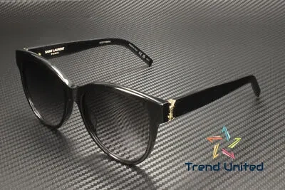 Pre-owned Saint Laurent Sl M107 002 Cat Eye Acetate Black Grey 55 Mm Women's Sunglasses In Gray