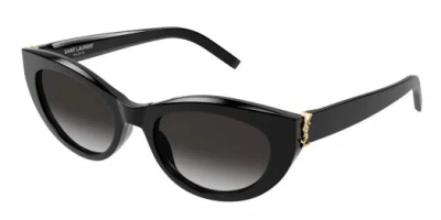 Pre-owned Saint Laurent Sl M115 002 Black/gradient Grey Cat-eye Women's Sunglasses In Gray