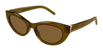 Saint Laurent Sl M115 006 Women's Sunglasses Brown Size 54