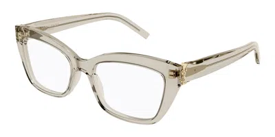 Saint Laurent Sl M117 009 Women's Glasses Brown Size 53 - Free Lenses - Blue Light Block Available In Neutral