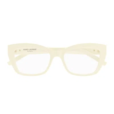 Saint Laurent Sl M117 Linea Monogram 005 Ivory Transparent Glasses In Gold
