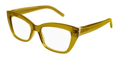 Saint Laurent Sl M117 Women's Glasses, Green, Size 53 In Yellow