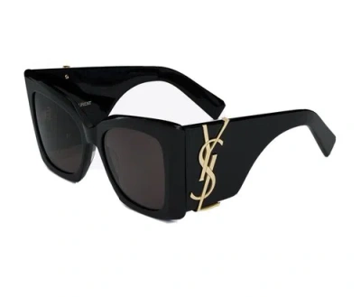 Pre-owned Saint Laurent Sl M119 Blaze-001 Black Gold Ysl Logo Cat Eye Authentic Sunglasses