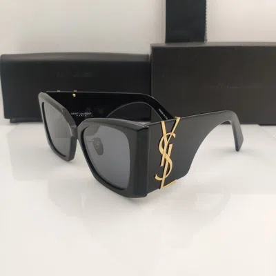 Pre-owned Saint Laurent Sl M119 Blaze 001 Sunglasses Cat Eye Black Women's Authentic In Gray