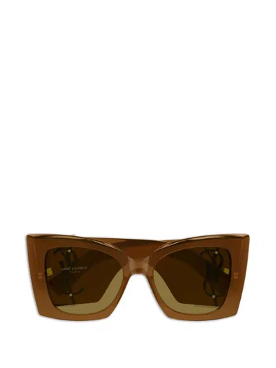 Saint Laurent Sl M119 Blaze Crystal Cat-eye Sunglasses In Brown