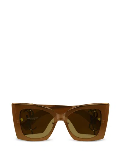 Saint Laurent Sl M119 Blaze Crystal Cat-eye Sunglasses In Brown