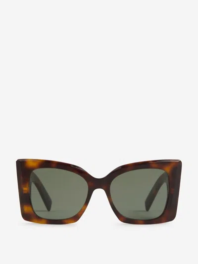 Saint Laurent Womens M119 Blaze Rectangle-frame Acetate Sunglasses In Brown