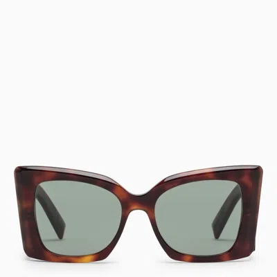 Saint Laurent Womens M119 Blaze Rectangle-frame Acetate Sunglasses In Brown