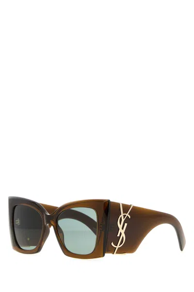 Saint Laurent Sl M119 Mini Acetate Sunglasses For Women In Brown