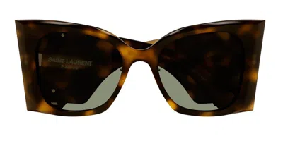 Saint Laurent Sl M119/f Blaze Asian Fit 002 Women's Sunglasses Tortoiseshell Size 53 In Brown