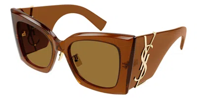 Saint Laurent Sl M119/f Blaze Crystal Asian Fit 001 Women's Sunglasses Brown Size 54 - Free Rx Lenses  - Free Rx L