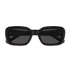 Saint Laurent Logo-plaque Rectangle-frame Sunglasses In Black
