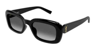 Pre-owned Saint Laurent Sl-m130/f-002 Oval Black In Gray