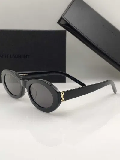 Pre-owned Saint Laurent Sl M136 001 53 Sunglasses Black Gray Oval Women's Authentic