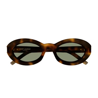 Saint Laurent Eyewear Oval Frame Sunglasses In Brown