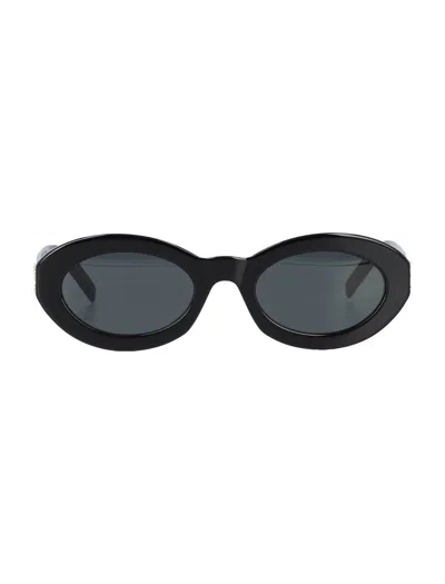 Saint Laurent Eyewear Oval Frame Sunglasses In Black
