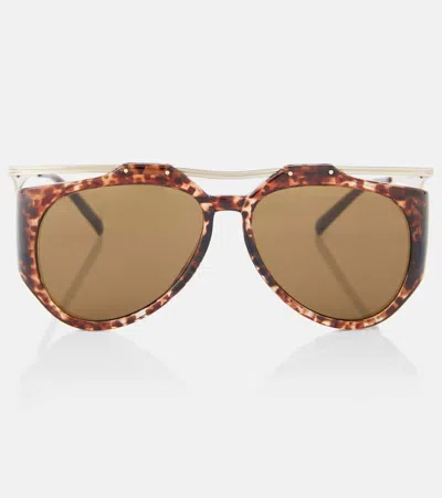 Saint Laurent Sl M137 Amelia Aviator Sunglasses In Brown