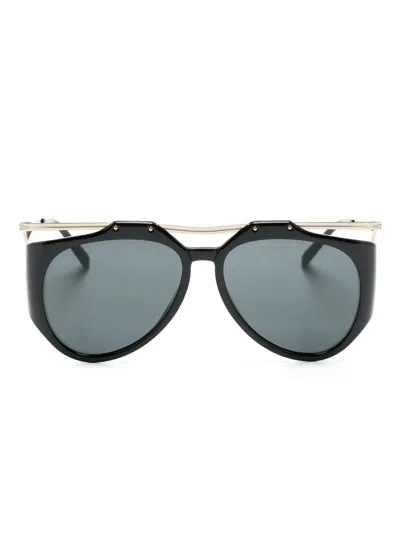 Saint Laurent Amelia M137 F Sunglasses Double Bridge Metal In Black