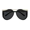 Saint Laurent Sl M137/f Amelia Linea Monogram 001 Black Gold Black Sunglasses In Black