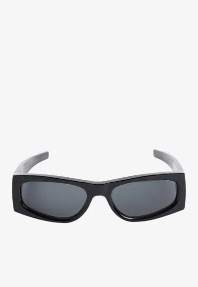 Saint Laurent Bold Rectangular Sunglasses Thick Temples In Gray