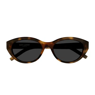 Saint Laurent Sl M148 Linea Monogram 003 Havana Grey Sunglasses In Brown