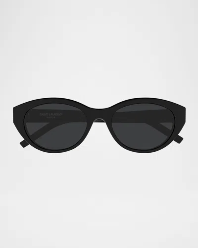 SAINT LAURENT RECYCLED ACETATE ROUND SUNGLASSES