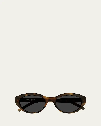 Saint Laurent Sl M148 Recycled Acetate Round Sunglasses In Havana