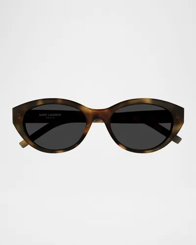 Saint Laurent Sl M148 Recycled Acetate Round Sunglasses In Havana