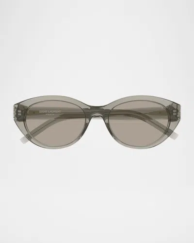 Saint Laurent Sl M148 Round Recycled Acetate Sunglasses In Brown