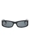Saint Laurent Rectangle Frame Sunglasses Thick Temples In Black