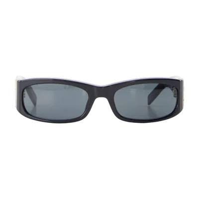 Saint Laurent Rectangle Frame Sunglasses Thick Temples In Black