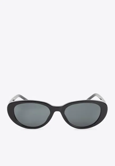 Saint Laurent Sl M154 Oval Sunglasses In Black