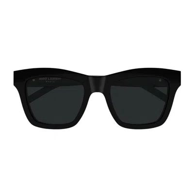 Saint Laurent Sl M156 Linea Monogram 001 Black Sunglasses In Blue