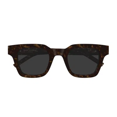 Saint Laurent Sl M157 Linea Monogram 002 Havana Grey Sunglasses In Brown