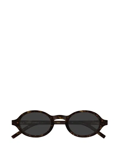 Saint Laurent Sl M161 Tortoiseshell-effect Round-frame Sunglasses In Black