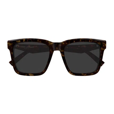 Saint Laurent Sl M170 Linea Monogram 002 Havana Grey Sunglasses In Orange