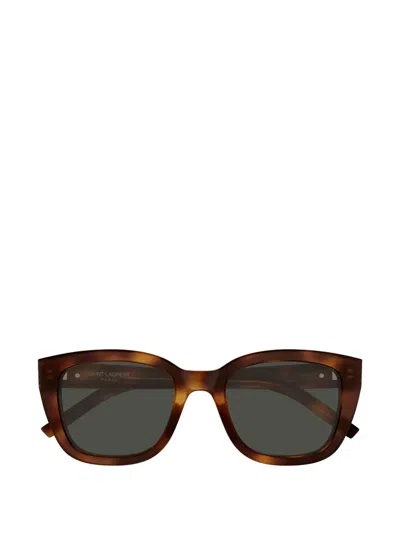 Saint Laurent Sl M176 Square-frame Sunglasses In Brown