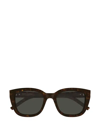 Saint Laurent Sl M176 Tortoiseshell-effect Square-frame Sunglasses In Brown