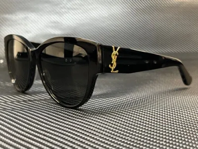 Pre-owned Saint Laurent Sl M3 002 Black Square Round Women's 55 Mm Sunglasses In Gray