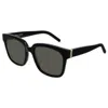 Saint Laurent Black Black Grey Acetate Sunglasses In 003 Black Black Grey