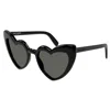 Saint Laurent Black Black Grey Acetate Sunglasses In Black