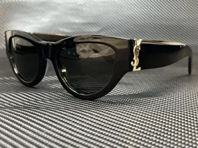 Pre-owned Saint Laurent Sl M94 001 Black Cat Eye 53 Mm Women's Sunglasses In Gray
