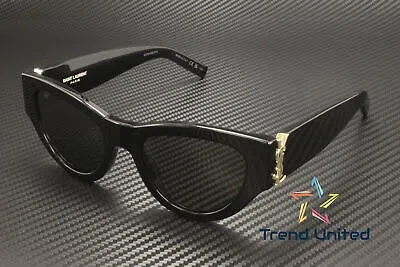 Pre-owned Saint Laurent Sl M94 001 Cat Eye Acetate Black Grey 53 Mm Women's Sunglasses In Gray