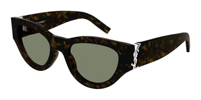 Saint Laurent Sl M94 008 Women's Sunglasses Tortoiseshell Size 53 In Green