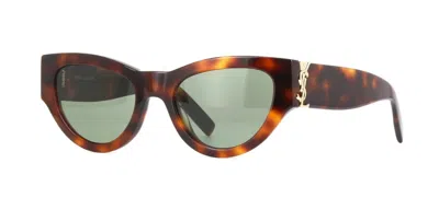 Pre-owned Saint Laurent Sl M94 Havana/green (003) Sunglasses